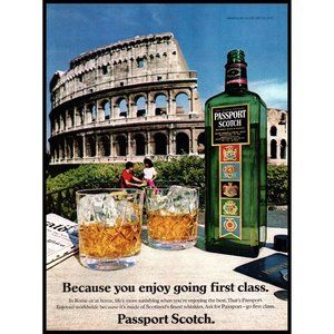 1983 Passport Scotch Whisky Vintage Print Ad Rome Colosseum Roman Wall Art